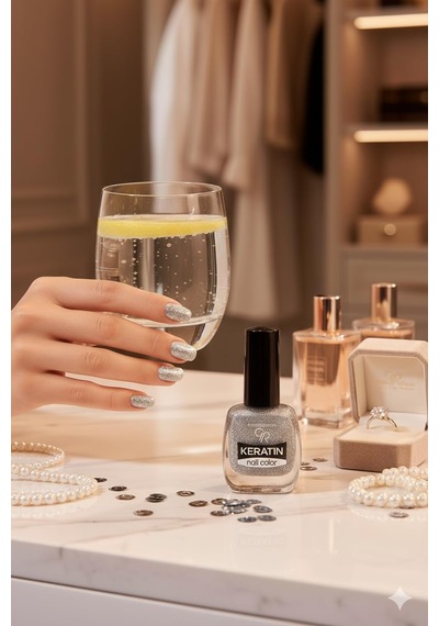 Keratin Nail Color Glitter No: 401 - Keratin İçerikli Güçlendirici Parlak Oje
