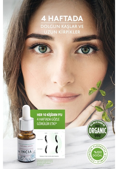 INCIA %100 Doğal Kaş ve Kirpik Serum Bitkisel Yoğunlaştırıcı Yoğun Bakım Yağı Vegan 10 ML