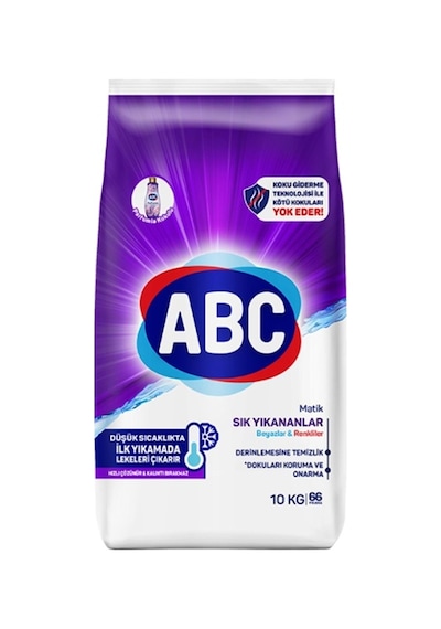Abc Matik 10 Kg Beyazlar & Renkliler Ve Sık Yıkananlar 2 Li Paket