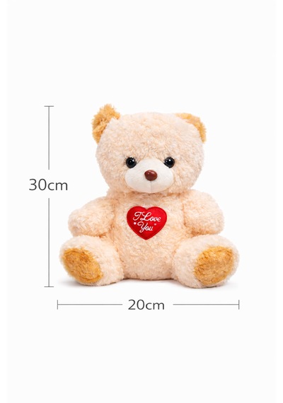 30 Cm Peluş Ayı I Love You Kalpli Yumuşacık Oyuncak Krem