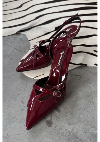 Markasende Stan Bordo Rugan Stiletto Kadın Ayakkabısı Bordo