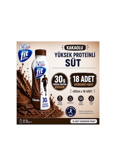 Fit Yüksek Proteinli Laktozsuz Kakaolu Süt 400ml X 18 Adet