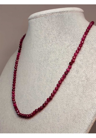 Yakut Taşı Faset Kesim 4mm Kolye (Sabit Klipsli) Krem