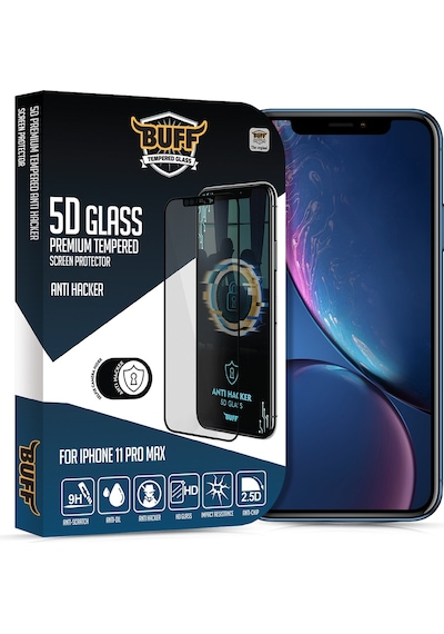 Buff Apple Uyumlu iPhone 11 Pro Max 5D Glass Anti Hacker Ekran