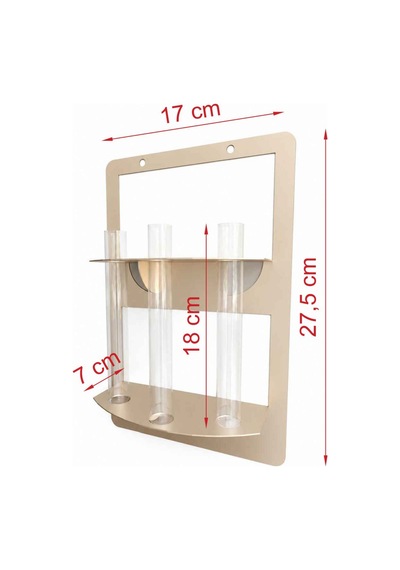 Trio Modern Metal Duvar Vazosu - 3 Lü Cam Tüp Çiçeklik