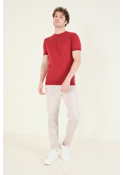 Giyim Dünyası Kadın Sıfır Yaka Merserize T-shirt Bordo 001