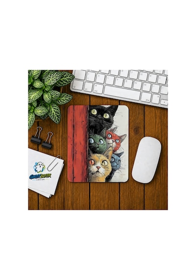 Meraklı Kediler Baskılı Oyuncu Mousepad 0196