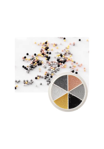 6 Renk Tırnak Süsleme Parlak Metal Havyar Taşları Nail Art Boncukları Wn-522