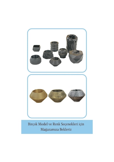 Mumluk Şamdan 3 Adet Tealight Uyumlu Elmas Çizgili Model - Siyah