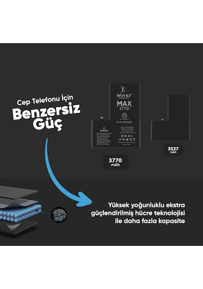 Woyax Apple Uyumlu iPhone 15 Pro Max  Premium Batarya 4770 Mah Yüksek Ka