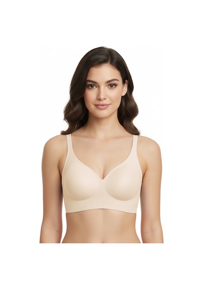 Cottonhill Seamless Bra - Slight Ten Lazer Kesim Dikişsiz Dilim Detaylı Balensiz Kadın Sütyen Ten
