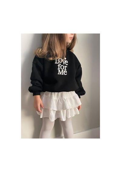 Çağlar Barbosa Sweatshirt Etek Kız Çocuk Takım Siyah