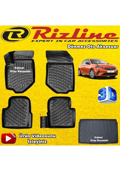 Opel Corsa F 3D Havuzlu Paspas+Bagaj Havuzu 2020 Sonrası Rizline N11.22129