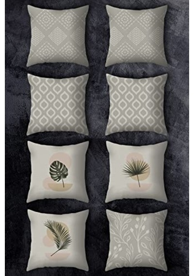 Çift Tarafı Baskılı 43x43 Kırlent Kılıfı 8'li Set Kombini Çok Renkli