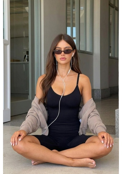 Fit Women Kadın ı Siyah Premium Askılı Body