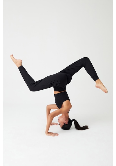 Los Ojos Siyah Beli Lastikli Şalvar Görünümlü Harem Pantolon Yoga Joggers Siyah Siyah