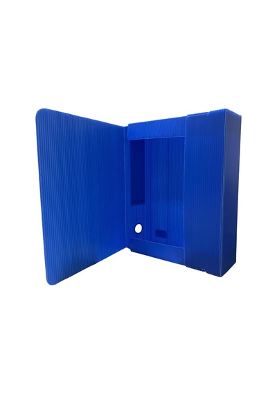 Tr Arşiv Klasörü 24x9x32cm A4 İçin Oluklu Plastik Mavi Lastikli Sırt Etiketli Metal Parmak Halkalı Arşiv Kutusu 3