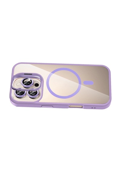 Joko Apple İphone 16 Pro Max Remim Lensli Magsafe Standlı Kapak - Lila 0.2M-Çok Renkli