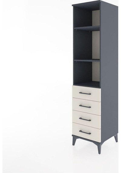 Hyperion Dolap 3 Raflı 4 Çekmeceli 44x44x182 Antrasit-aytaşı Antrasit