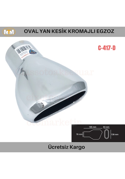 Carmind Oval Yan Kesik Kromajlı Egzoz Ucu C-417d