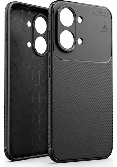 Xiaomi Poco X8 Pro Max Uyumlu Kılıf Karbon Tasarım Kamera Korumalı Silikon Telefon Kılıfı Kapak Siyah