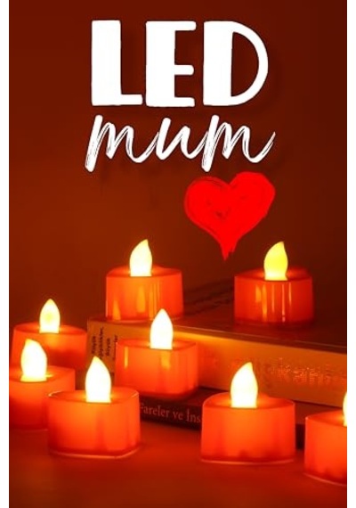 8 Adet Mini Led Mum Seti Pilli Dumansız Alevli Ledli Dekoratif Yapay Mum Dekor Işığı 8 Adet Kalp Kırmızı 4 Cm 10c