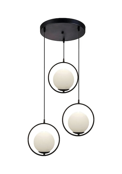 Rodi Modern Tasarım Antre Hol Mutfak Salon Siyah Renk Sarkıt Minimal Sarkıt Beyaz Camlı Tekli Avize Siyah Bal3