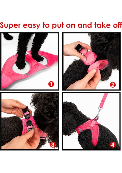 Air-Mesh Küçük ve Orta Irk Kedi Köpek Göğüs Tasması - Yumuşak, Nefes Alabilir, Dayanıklı NEON PEMBE M