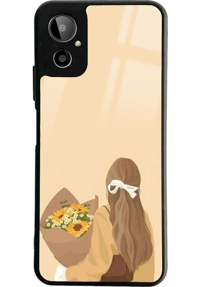 Gm 23 Se Çiçekli Kız Tasarımlı Glossy Telefon Kılıfı Siyah