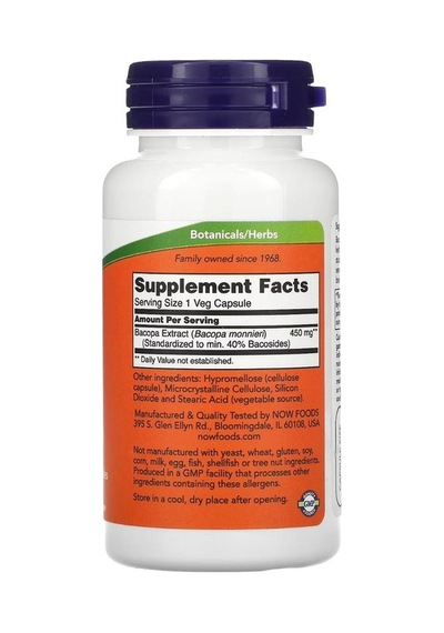 Now Foods Bacopa Extract 450 Mg 90 Kapsül
