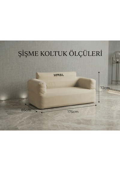 Habl Otomatik Şişme Kamp Koltuğu 4000mah Şarjlı Su Tutmaz Şişme Kamp Koltuk Bej