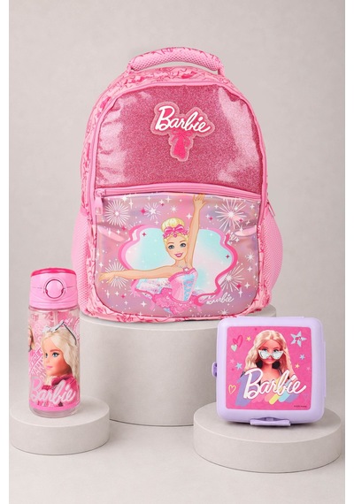 X Dekomus Lisanslı Barbie Ballerina Magic Collection Büyük Boy Okul Çantası,beslenme Kabı Ve Matara Seti Altın