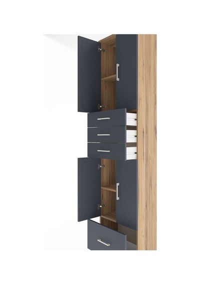 Arges Dolap 4 Raflı 4 Çekmeceli 4 Kapaklı 60x30x243 Çam-antrasit Atlas Çam
