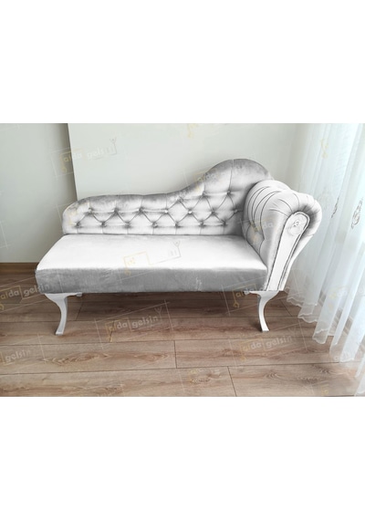 Ters Kol Dekoratif Bihter Koltuk Josefin Puf 110 Cm Beyaz Ayak Beyaz