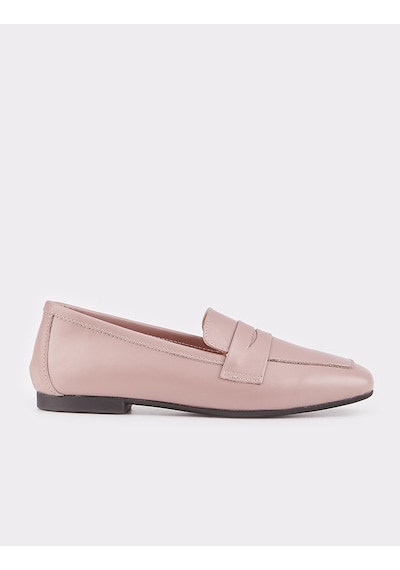 Hakiki Deri Pembe Loafer Kadın Ayakkabı Pembe