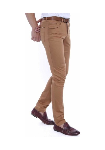 Slim Fit Pamuk Kahverengi Erkek Pantolon - Wessi Siyah