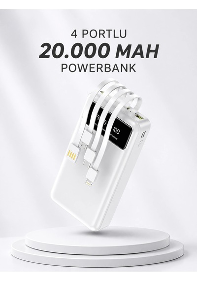 Hubrendy Tekno Powerbank Şarj Cihazı 4 Çıkışlı 20.000 Mah Powerbank Kompakt Yüksek Kapasiteli Hızlı Diğer 78499299