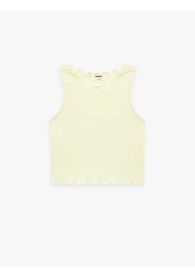 Koton Kolsuz Bisiklet Yaka Bürümcük Kumaş Atlet Sarı 6skg30026ak