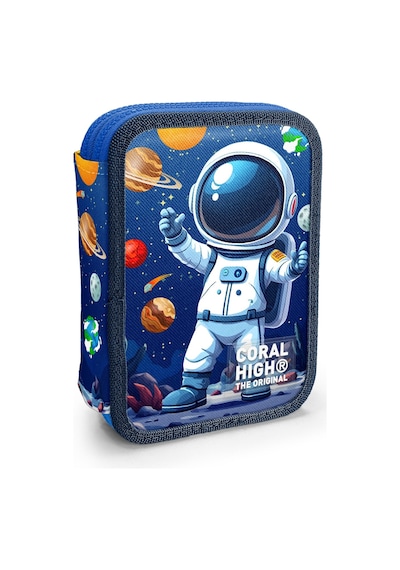 Coral High Kids Lacivert Astronot Desenli Çift Katlı Kalem Çanta 31116 Lacivert