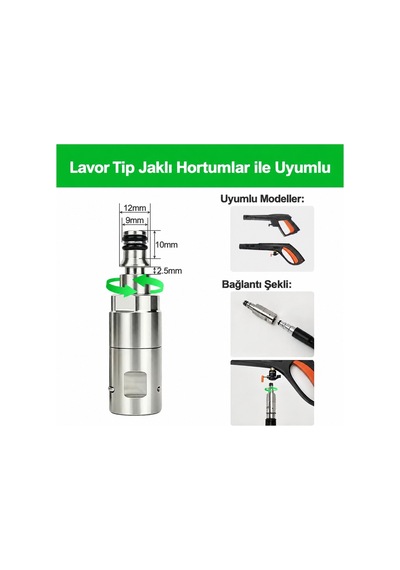Robeve Bear Force 360 Döner Hortum Bağlantı Aparatı Paslanmaz Çelik Swivel Adaptör, Bilyalı Yataklı Basınçlı Yıkama Hortum Konnektörü Lavor Uyumlu