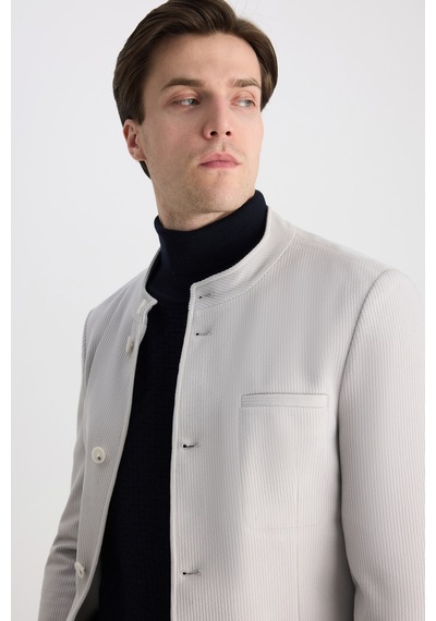 Twn Slim Fit Gri Armürlü Kumaş Ceket 5ec04ad01484m 301