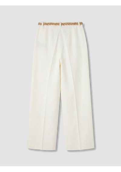 Lcw Vision Beyaz Loose Fit Kemerli Kadın Pantolon