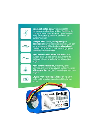 Liectroux C30b Uyumlu Batarya Ultra Yüksek Kapasite 3200mah Pil Robot Süpürge Bataryası