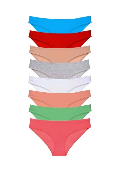 8 Adet Süper Eko Set Likralı Kadın Slip Külot Set 8 Çok Renkli