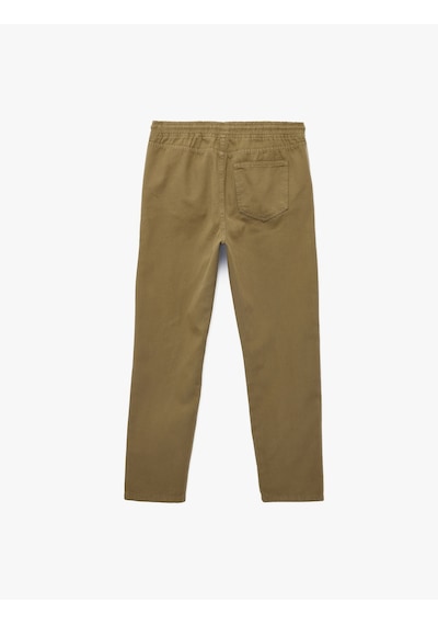 Koton Regular Fit Pamuklu Cepli Gabardin Beli Bağcıklı Yazlık Pantolon Yeşil 6sam40053hw
