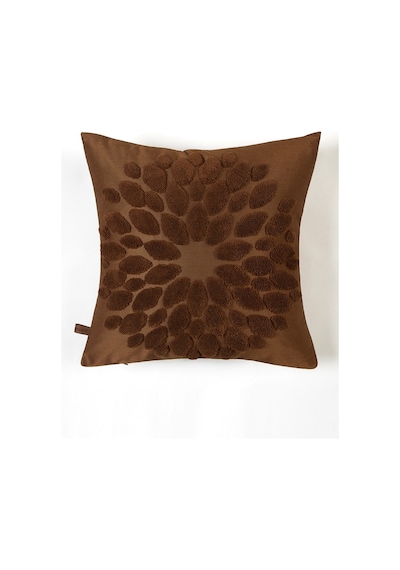 Bohem Özel Tasarım Punch Panç Desen Kare Dekoratif Kırlent Kılıfı 43x43 cm Flower Taba