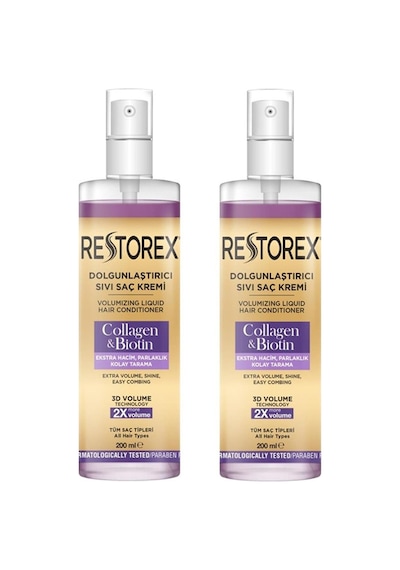 Restorex Collagen & Biotin Dolgunlaştırıcı Sıvı Saç Kremi 2 x 200 ML
