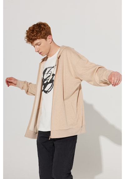 AC&Co / Altınyıldız Classics Erkek Sütlü Kahve Oversize Fit Bol Kesim Kapüşonlu Yaka %100 Pamuk Fermuarlı Sweatshirt Kahverengi AC&Co / Altınyıldız Classics Erkek Sütlü Kahve Oversize Fit Bol Kesim Kapüşonlu Yaka %100 Pamuk Fermuarlı Sweatshirt Kahverengi
