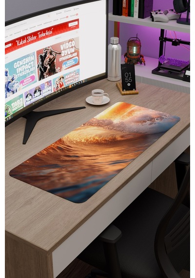 Dalgalar Kaymaz Dikişli Kauçuk Oyuncu Mousepad V1 - 70x30 Xl Gaming Mouse Pad Fare Altlığı