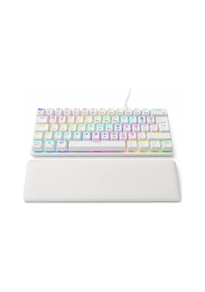 60% Kablolu Rgb Mekanik Oyuncu Klavyesi, 62 Tuşlu Türkçe Q Beyaz